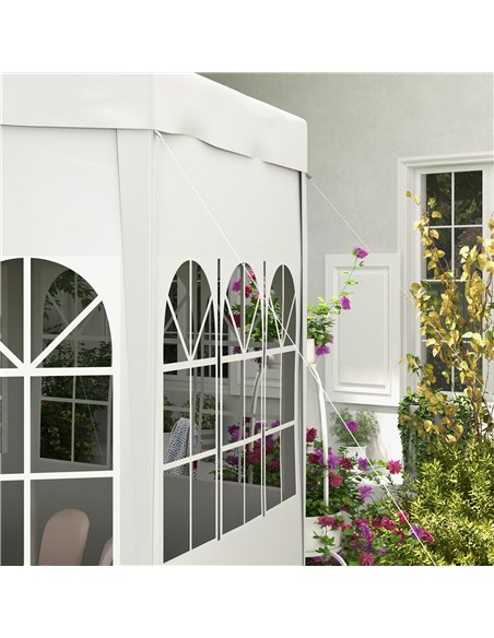 Outsunny 4 m Party Tent Wedding Gazebo Outdoor Waterproof PE Canopy Shade with 6 Removable Side Walls 84C-196V01WT - pic 36398 | FastDaddyshop
