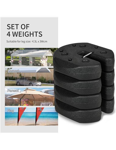 Outsunny 12KG Gazebo Weights Set of 4, Weights for Gazebo Legs 84C-514V00BK