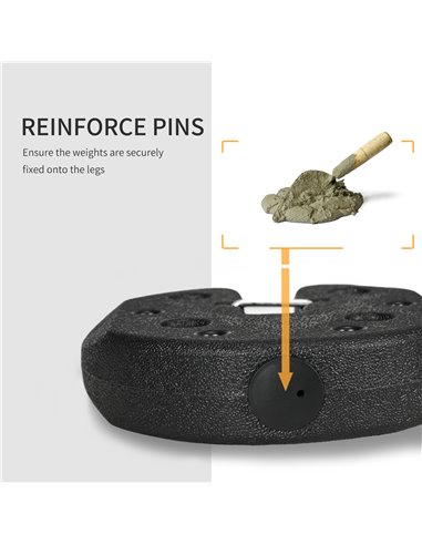 Outsunny 12KG Gazebo Weights Set of 4, Weights for Gazebo Legs with Reinforce Pins and Carry Belt, for Canopies Marquees Tents 8