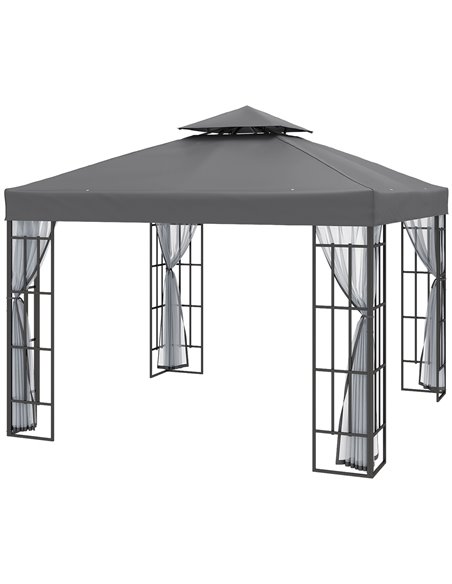 Outsunny 3 x 3(m) Patio Gazebo Canopy Garden Pavilion Tent Shelter, Grey 84C-517V00GY - pic 36408 | FastDaddyshop