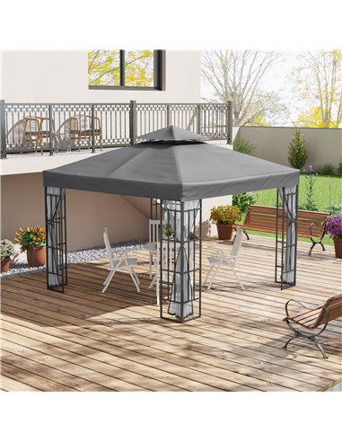 Outsunny 3 x 3(m) Patio Gazebo Canopy Garden Pavilion Tent Shelter, Grey 84C-517V00GY