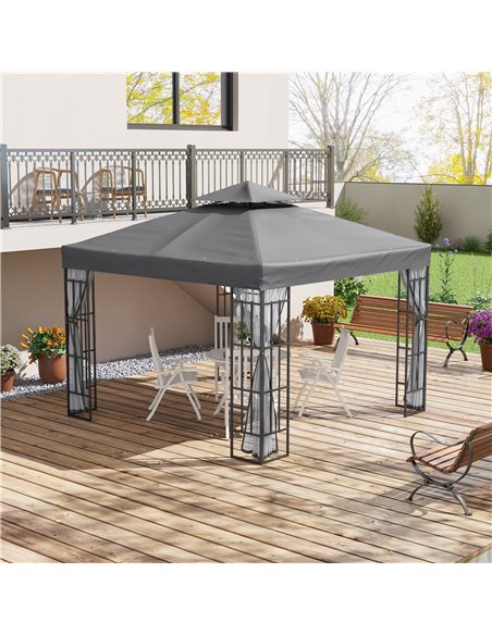 Outsunny 3 x 3(m) Patio Gazebo Canopy Garden Pavilion Tent Shelter, Grey 84C-517V00GY - pic 36409 | FastDaddyshop