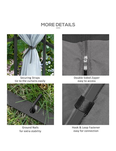 Outsunny 3 x 3(m) Patio Gazebo Canopy Garden Pavilion Tent Shelter with 2 Tier Roof and Mosquito Netting, Steel Frame, Grey 84C- - pic 36412 | FastDaddyshop
