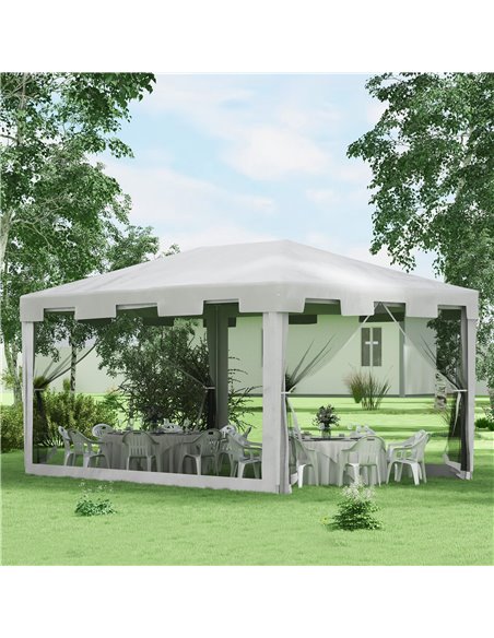 Outsunny 4 x 3 m Party Tent Wedding Gazebo Outdoor Waterproof PE Canopy Shade with Panel 84C-022V03WT - pic 36418 | FastDaddyshop