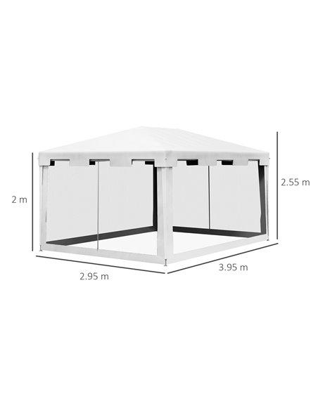 Outsunny 4 x 3 m Party Tent Wedding Gazebo Outdoor Waterproof PE Canopy Shade with Panel 84C-022V03WT - pic 36419 | FastDaddyshop
