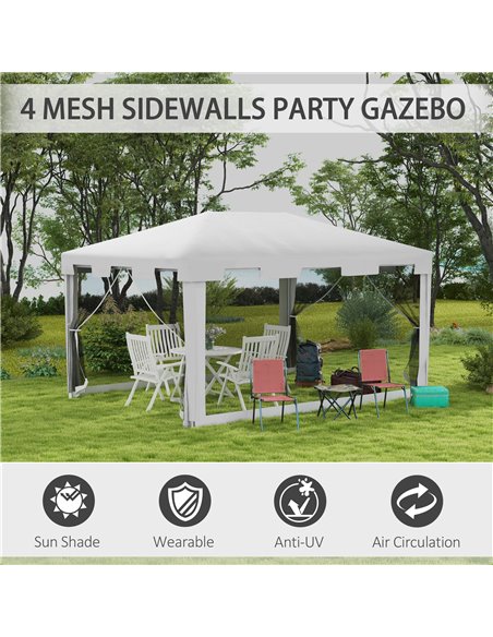 Outsunny 4 x 3 m Party Tent Wedding Gazebo Outdoor Waterproof PE Canopy Shade with Panel 84C-022V03WT - pic 36420 | FastDaddyshop