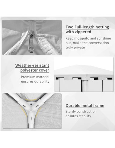 Outsunny 4 x 3 m Party Tent Wedding Gazebo Outdoor Waterproof PE Canopy Shade with Panel 84C-022V03WT