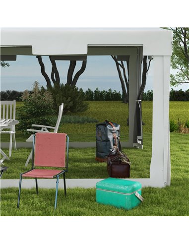 Outsunny 4 x 3 m Party Tent Wedding Gazebo Outdoor Waterproof PE Canopy Shade with Panel 84C-022V03WT