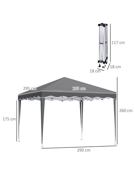 Outsunny 3 x 3m Pop Up Gazebo, Outdoor Camping Gazebo Party Tent with Carry Bag 84C-263V04GY - pic 36428 | FastDaddyshop
