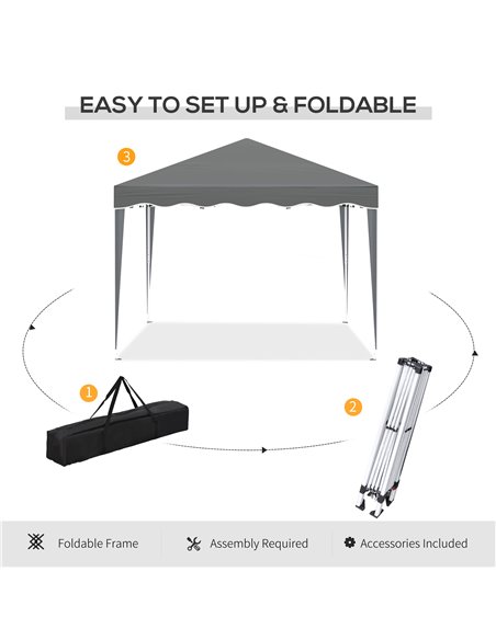 Outsunny 3 x 3m Pop Up Gazebo, Outdoor Camping Gazebo Party Tent with Carry Bag 84C-263V04GY - pic 36430 | FastDaddyshop