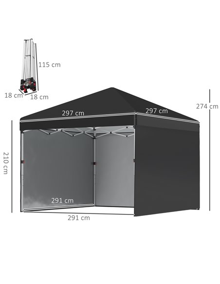 Outsunny 3 x 3 (M) Pop Up Gazebo Event Shelter, Black 84C-403V01BK - pic 36437 | FastDaddyshop