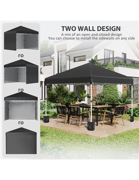 Outsunny 3 x 3 (M) Pop Up Gazebo Event Shelter, Height Adjustable Party Tent with 2 Sidewalls, Weight Bags and Wheeled Bag 84C-4 - pic 36438 | FastDaddyshop