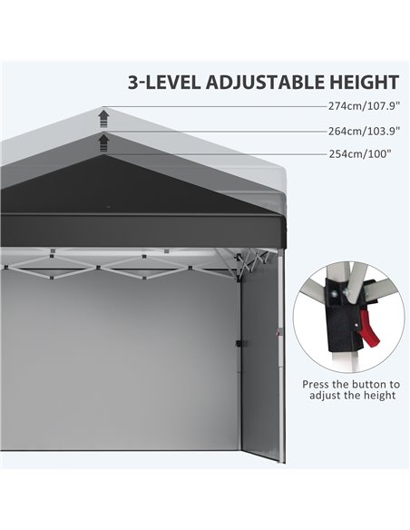 Outsunny 3 x 3 (M) Pop Up Gazebo Event Shelter, Height Adjustable Party Tent with 2 Sidewalls, Weight Bags and Wheeled Bag 84C-4 - pic 36439 | FastDaddyshop