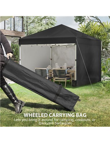 Outsunny 3 x 3 (M) Pop Up Gazebo Event Shelter, Height Adjustable Party Tent with 2 Sidewalls, Weight Bags and Wheeled Bag 84C-4