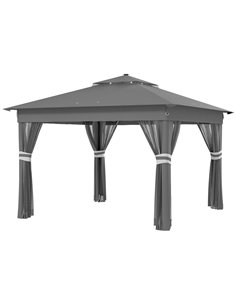 Outsunny 3 x 3(m) Pop Up Gazebo with Solar-Powered LED Lights, Grey 84C-483V00BK