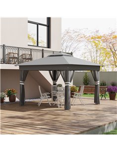 Outsunny 3 x 3(m) Pop Up Gazebo with Solar-Powered LED Lights, Grey 84C-483V00BK 2