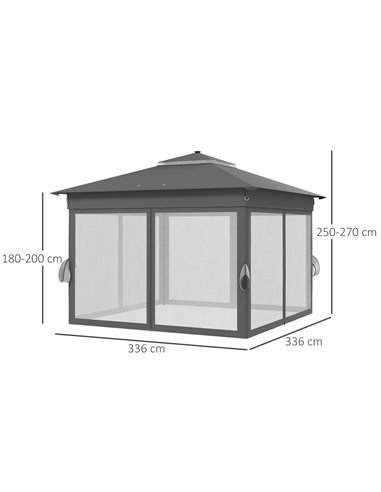 Outsunny 3 x 3(m) Pop Up Gazebo with Solar-Powered LED Lights, Grey 84C-483V00BK