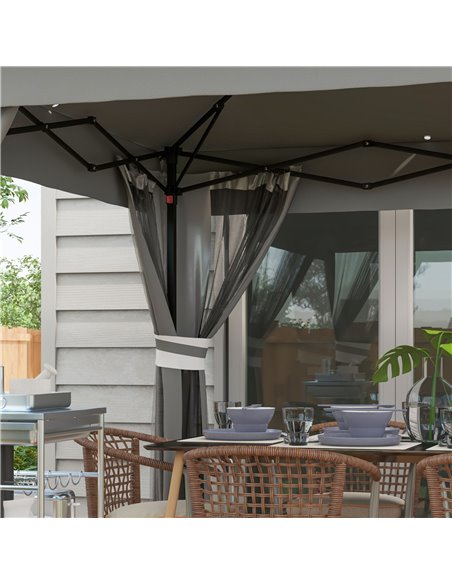 Outsunny 3 x 3(m) Pop Up Gazebo Party Tent with Solar-Powered LED Lights, Adjustable Event Shelter with Curtain, Netting, Grey 8 - pic 36452 | FastDaddyshop