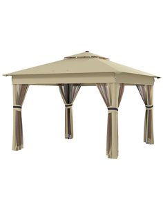 Outsunny 3 x 3(m) Pop Up Gazebo with Solar-Powered LED Lights, Khaki 84C-483V00BN
