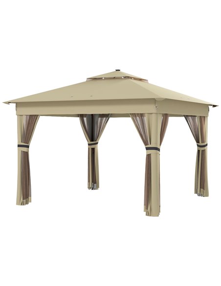 Outsunny 3 x 3(m) Pop Up Gazebo with Solar-Powered LED Lights, Khaki 84C-483V00BN - pic 36453 | FastDaddyshop