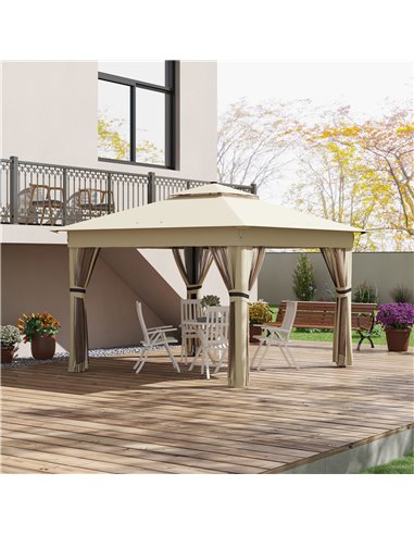 Outsunny 3 x 3(m) Pop Up Gazebo with Solar-Powered LED Lights, Khaki 84C-483V00BN