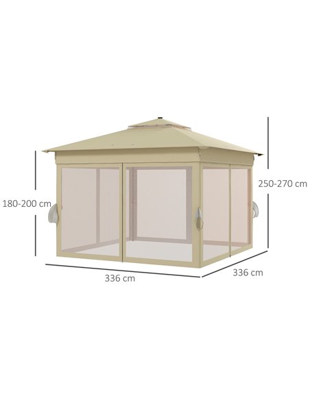 Outsunny 3 x 3(m) Pop Up Gazebo with Solar-Powered LED Lights, Khaki 84C-483V00BN - pic 36455 | FastDaddyshop