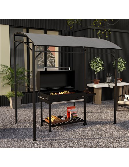 Outsunny 2.2 x 1.5 m BBQ Grill Gazebo Tent, Garden Grill, Grey 84C-429V00GY - pic 36463 | FastDaddyshop