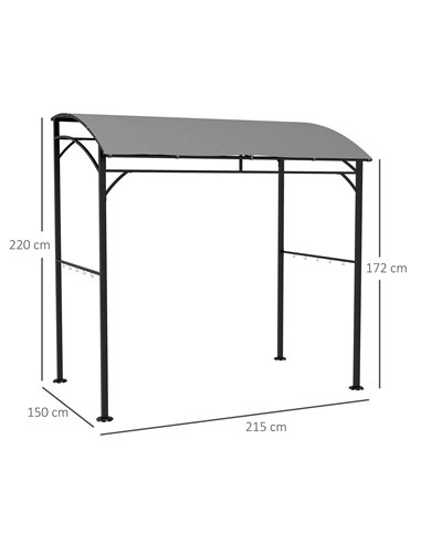 Outsunny 2.2 x 1.5 m BBQ Grill Gazebo Tent, Garden Grill, Grey 84C-429V00GY