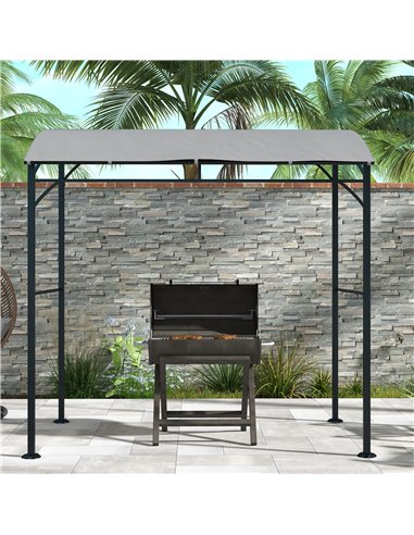 Outsunny 2.2 x 1.5 m BBQ Grill Gazebo Tent, Garden Grill with Metal Frame, Curved Canopy and 10 Hooks, Outdoor Sun Shade, Grey 8