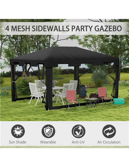 Outsunny 4 x 3 m Party Tent Wedding Gazebo Outdoor Waterproof PE Canopy Shade with Panel 84C-022V03CG - pic 36474 | FastDaddyshop