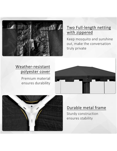Outsunny 4 x 3 m Party Tent Wedding Gazebo Outdoor Waterproof PE Canopy Shade with Panel 84C-022V03CG