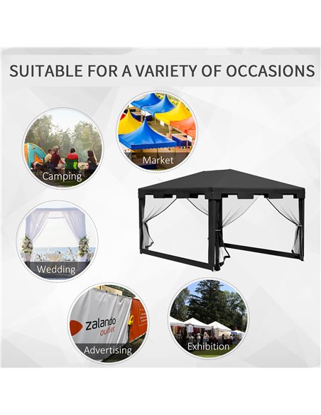 Outsunny 4 x 3 m Party Tent Wedding Gazebo Outdoor Waterproof PE Canopy Shade with Panel 84C-022V03CG - pic 36477 | FastDaddyshop