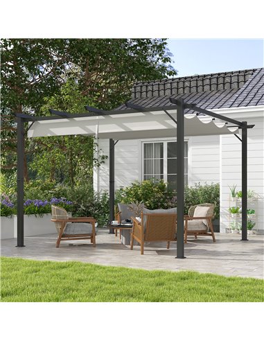 Outsunny 3 x 3(m) Aluminium Pergola Canopy Gazebo, Light Grey 84C-054V00LG