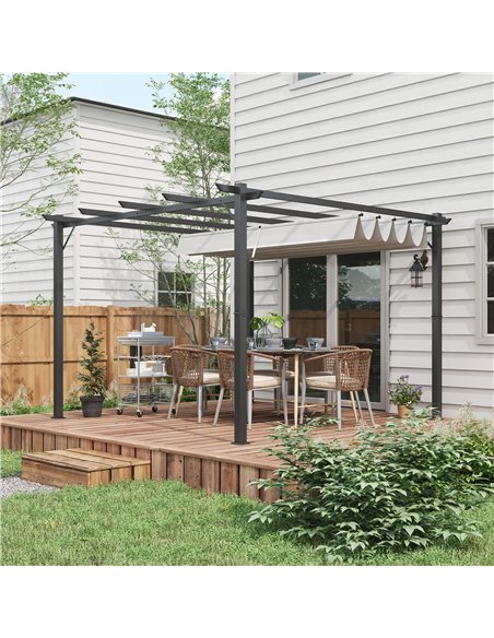 Outsunny 3 x 3(m) Aluminium Pergola Canopy Gazebo Awning Outdoor Garden Sun Shade Shelter Marquee Party BBQ, Light Grey 84C-054V - pic 36513 | FastDaddyshop