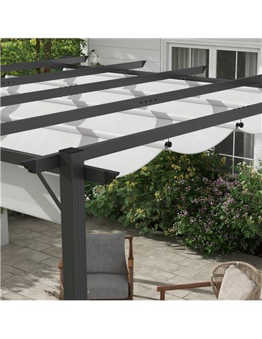 Outsunny 3 x 3(m) Aluminium Pergola Canopy Gazebo Awning Outdoor Garden Sun Shade Shelter Marquee Party BBQ, Light Grey 84C-054V