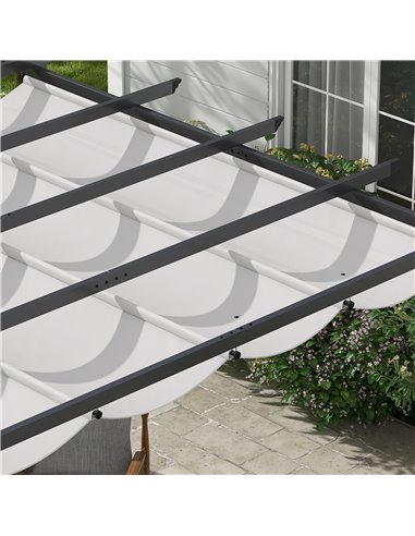 Outsunny 3 x 3(m) Aluminium Pergola Canopy Gazebo Awning Outdoor Garden Sun Shade Shelter Marquee Party BBQ, Light Grey 84C-054V