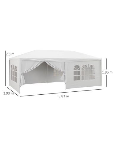Outsunny 6 x 3 m Party Tent Wedding Gazebo, White 84C-197V01WT