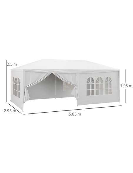 Outsunny 6 x 3 m Party Tent Wedding Gazebo, White 84C-197V01WT - pic 36518 | FastDaddyshop