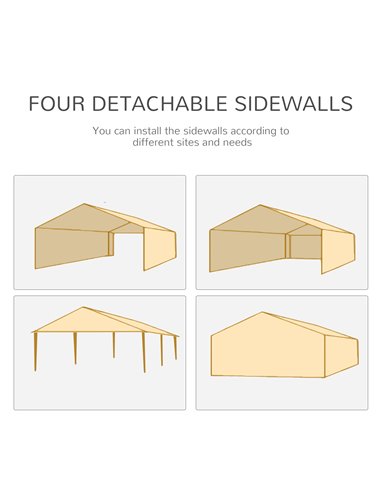 Outsunny 6 x 3 m Party Tent Wedding Gazebo Outdoor Waterproof PE Canopy Shade with 6 Removable Side Walls 84C-197V01WT