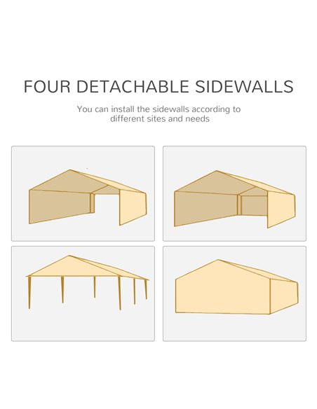 Outsunny 6 x 3 m Party Tent Wedding Gazebo Outdoor Waterproof PE Canopy Shade with 6 Removable Side Walls 84C-197V01WT - pic 36520 | FastDaddyshop