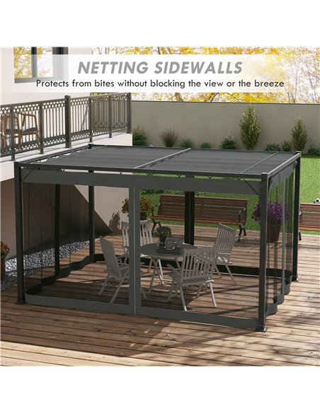 Outsunny 3 x 4m Retractable Pergola, Garden Gazebo Shelter with Nettings, for Grill, Patio, Deck, Dark Grey 84C-482V00GY - pic 36538 | FastDaddyshop