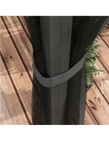 Outsunny 3 x 4m Retractable Pergola, Garden Gazebo Shelter with Nettings, for Grill, Patio, Deck, Dark Grey 84C-482V00GY