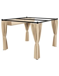 Outsunny 3 x 3(m) Retractable Pergola, Garden Gazebo Shelter, Beige 84C-441V00BG