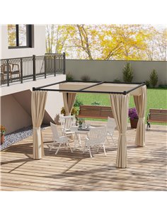 Outsunny 3 x 3(m) Retractable Pergola, Garden Gazebo Shelter, Beige 84C-441V00BG 2
