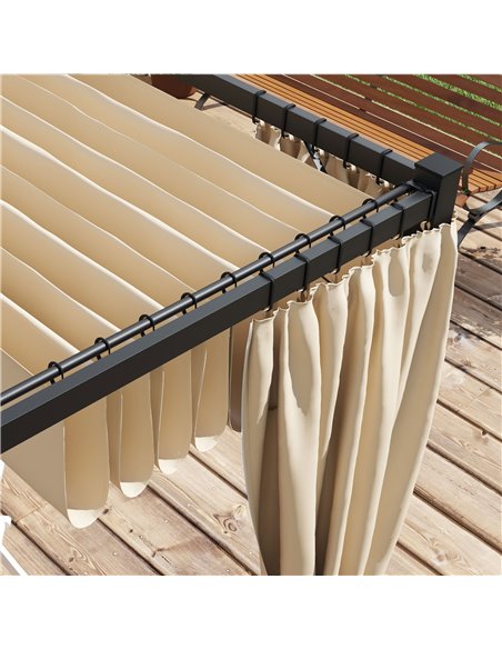 Outsunny 3 x 3(m) Retractable Pergola, Garden Gazebo Shelter with Curtains, for Grill, Patio, Deck, Beige 84C-441V00BG - pic 36549 | FastDaddyshop