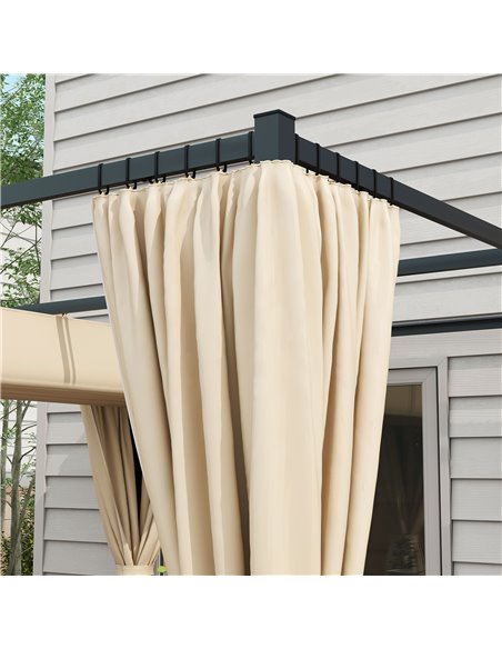 Outsunny 3 x 3(m) Retractable Pergola, Garden Gazebo Shelter with Curtains, for Grill, Patio, Deck, Beige 84C-441V00BG - pic 36550 | FastDaddyshop