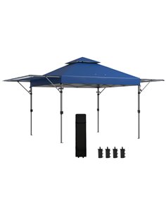 Outsunny 5 x 3(m) Pop Up Gazebo with Extend Dual Awnings, Blue 84C-503V00BU