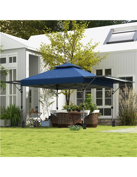 Outsunny 5 x 3(m) Pop Up Gazebo with Extend Dual Awnings, Blue 84C-503V00BU - pic 36553 | FastDaddyshop