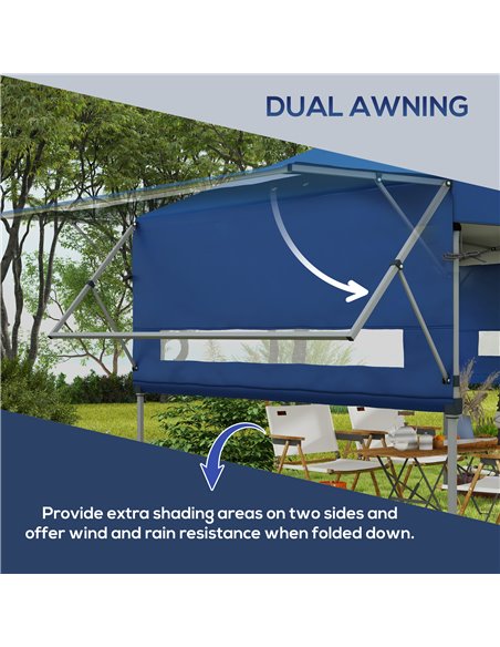 Outsunny 5 x 3(m) Pop Up Gazebo with Extend Dual Awnings, Blue 84C-503V00BU - pic 36555 | FastDaddyshop