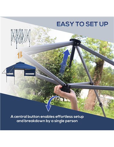 Outsunny 5 x 3(m) Pop Up Gazebo with Extend Dual Awnings, 1 Person Easy up Marquee Party Tent with 1-Button Push, Double Roof, W